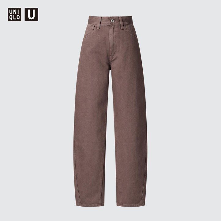 uniqlo damen-jeans mit geschwungenem schnitt in olivgrün