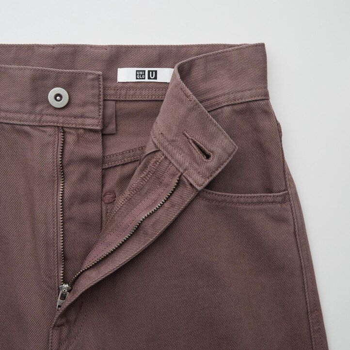 uniqlo damen-jeans mit geschwungenem schnitt in olivgrün
