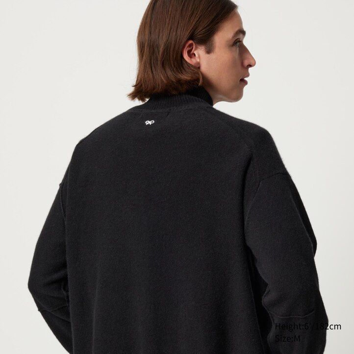 uniqlo damenpullover mit stehkragen aus 100 merine schwarz