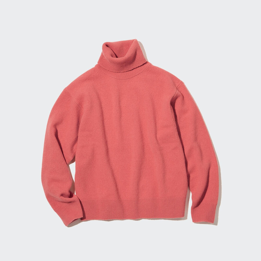 rosa damenpullover von uniqlo aus 100 lammwolle