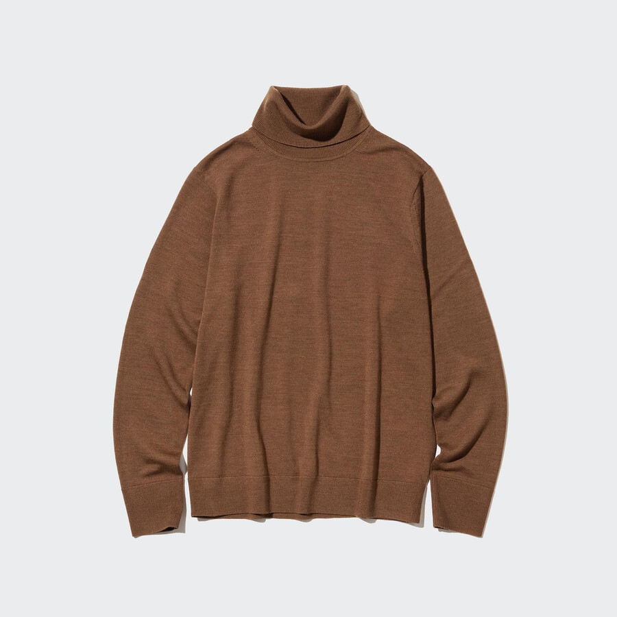 uniqlo damenpullover aus 100 extrafeiner merinowolle braun