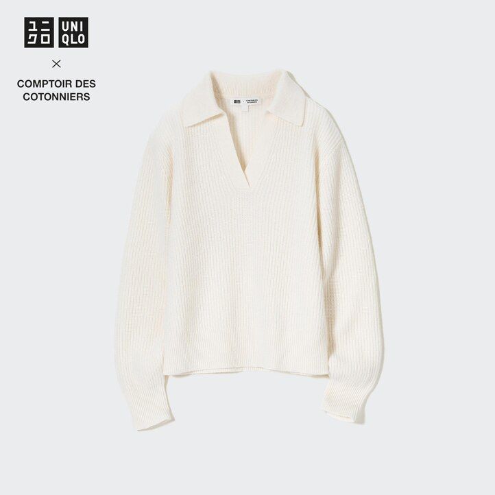 weiße uniqlo strickpullover aus lammwolle für damen