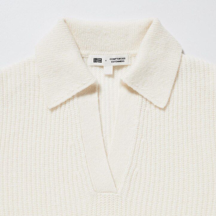 weiße uniqlo strickpullover aus lammwolle für damen