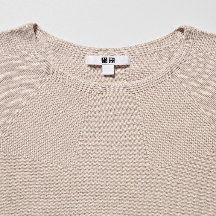 uniqlo damen-pullover mit rundhalsausschnitt nahtlos 3d-strick baumwolle weiß
