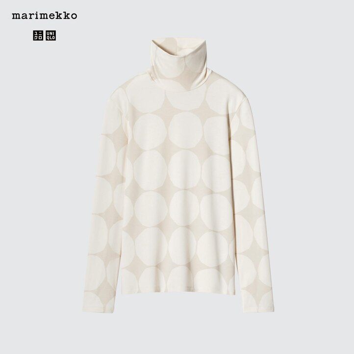 dunkelgraue uniqlo heattech dot print thermo-t-shirts mit Ärmeln für damen