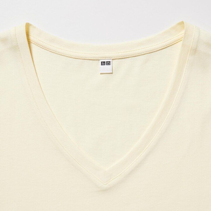 grüne uniqlo damen-t-shirts mit v-ausschnitt aus 100 supima-baumwolle