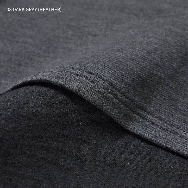 hellgraue uniqlo heattech extra warm baumwoll-thermo-t-shirts mit rundhalsausschnitt und Ärmeln für damen