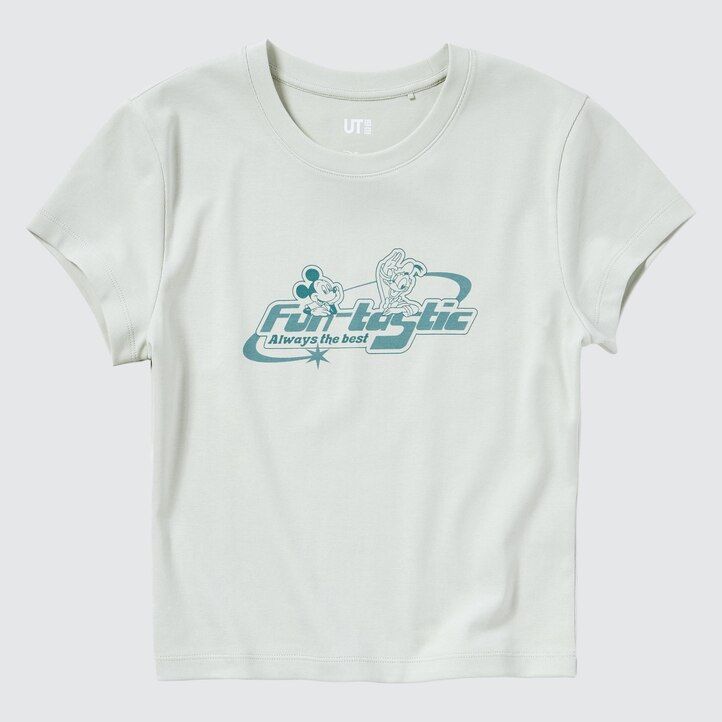 hellgrüne uniqlo damen-t-shirts mit disney-motiv mini-ut-grafik
