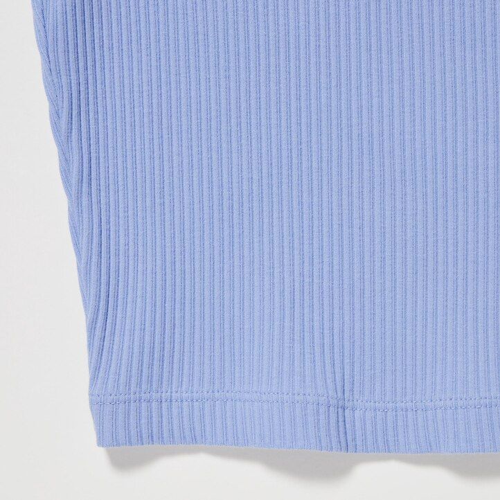 pinkfarbene uniqlo rippstrick-crop-tops mit rundhalsausschnitt für damen