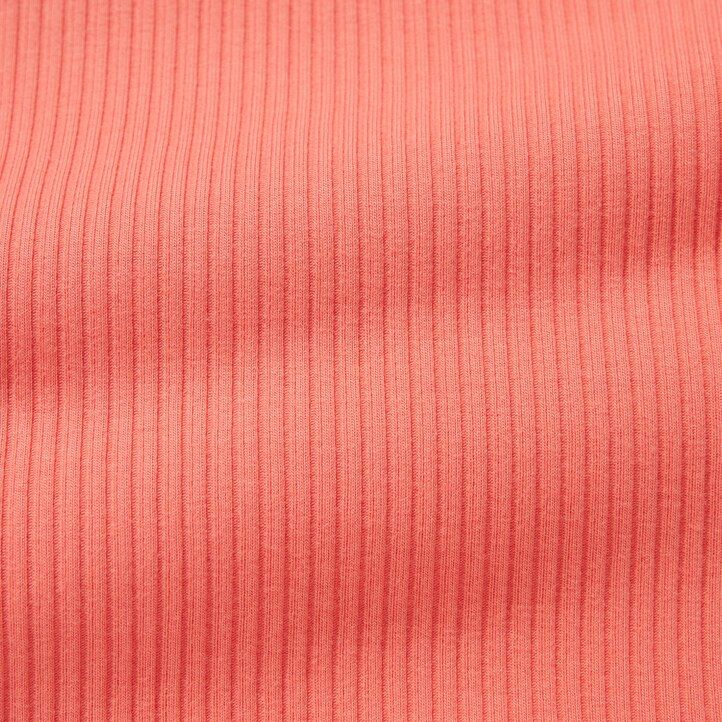 pinkfarbene uniqlo rippstrick-crop-tops mit rundhalsausschnitt für damen
