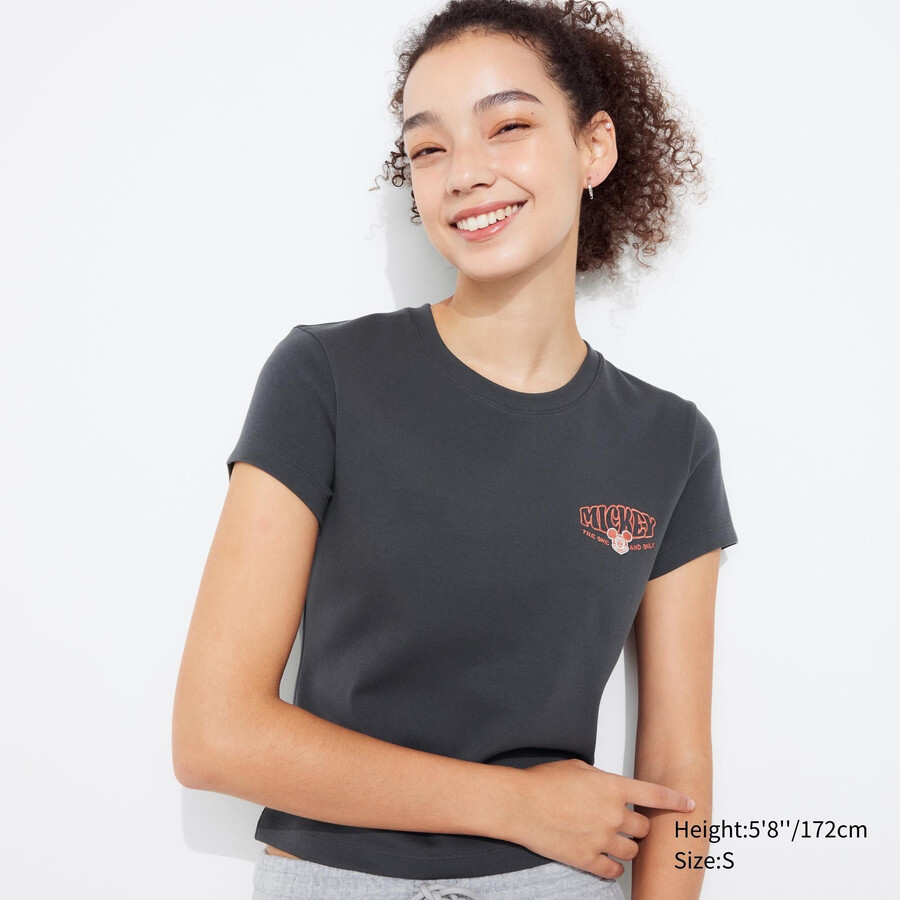 uniqlo disney kollektion mini ut grafik damen t-shirts dunkelgrau