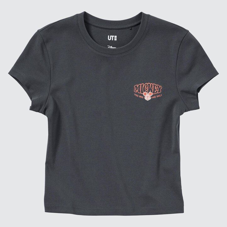 uniqlo disney kollektion mini ut grafik damen t-shirts dunkelgrau