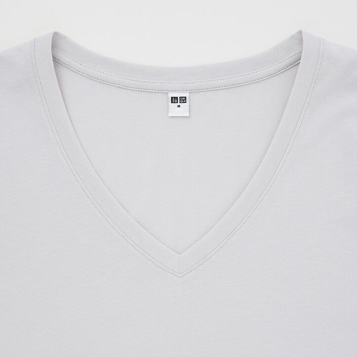 hellgrüne uniqlo damen-t-shirts mit v-ausschnitt aus 100 supima-baumwolle