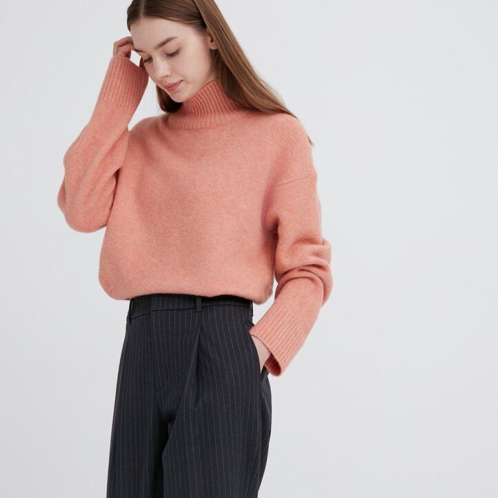 marineblaue uniqlo heattech damen-tops mit streifen und falten