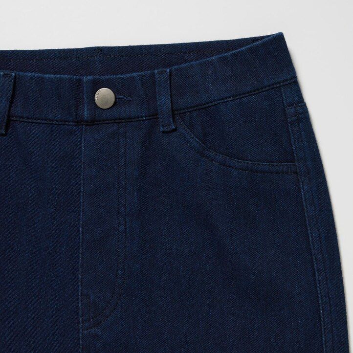 uniqlo ultra stretch high rise cropped damen-tops blau