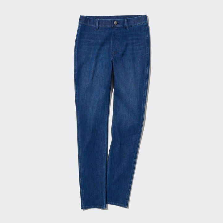 uniqlo damen-tops aus marineblauem ultra stretch denim